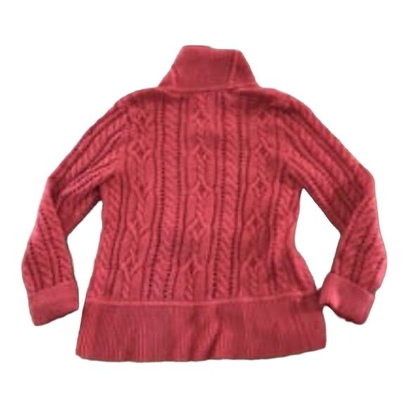 Talbots Lambswool Blend Cardigan shawl collar leather front closing size medium - Picture 6 of 10